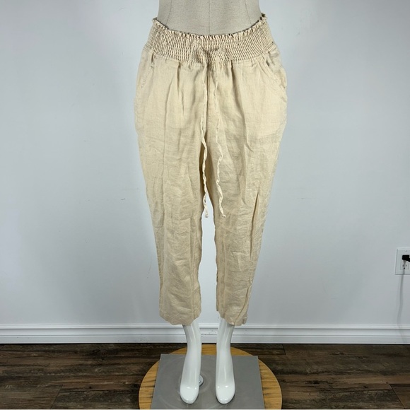 Guess linen cropped Cream Pants S - Picture 1 of 12